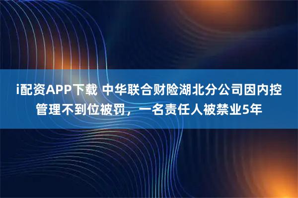 i配资APP下载 中华联合财险湖北分公司因内控管理不到位被罚，一名责任人被禁业5年