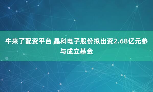 牛来了配资平台 晶科电子股份拟出资2.68亿元参与成立基金
